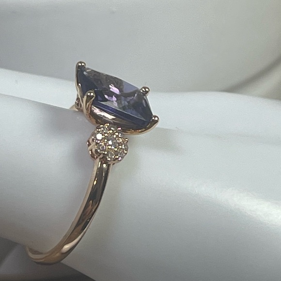 14K ROLLED AMETHYST & SAPPHIRE Ring & Earrings Set. - Picture 10 of 15